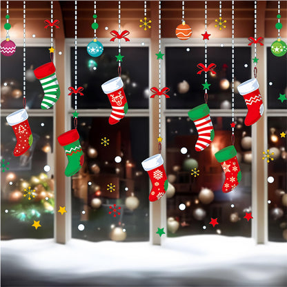 ONDY Merry Christmas Garter Window Glass Decoration Stickers 2026 New Holiday Removable Dress Up DIY Static Window Clings Decals for Living Room Bedroom Shop Windows