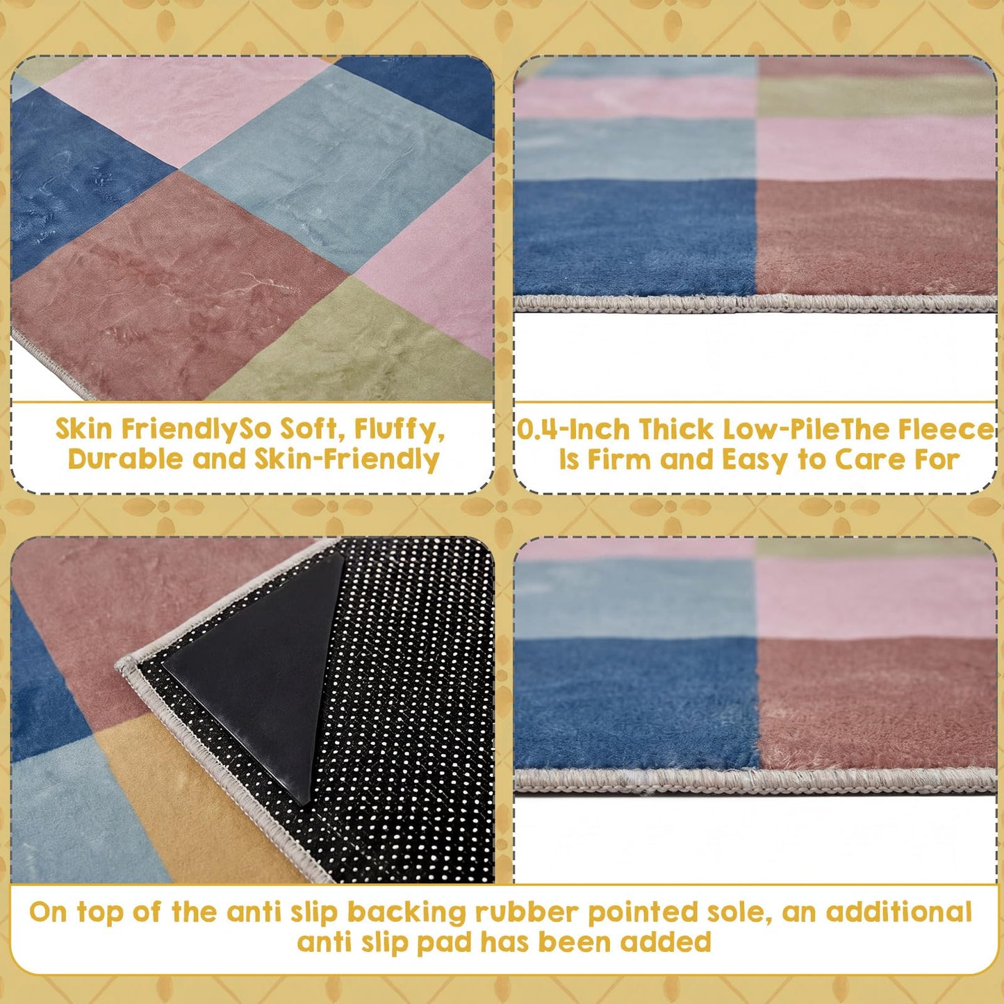 Breling Classroom Carpets Playmat Rugs 6x9 ft Kids Classroom Rugs with Rubber Backing Colorful Children's Seating Nursery Play Mat for Preschool Elementary Playroom Kindergarten