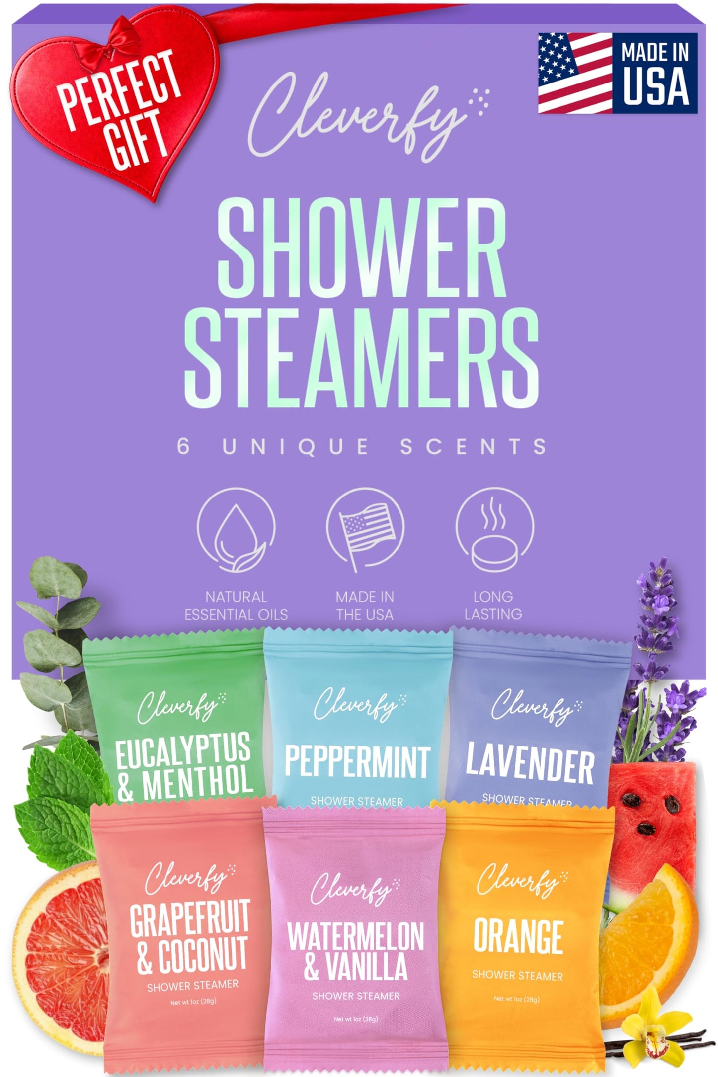 Cleverfy Shower Steamers Aromatherapy - Valentines Day Gifts for Her, Him, Women, Daughter, Mom, Girlfriend, Wife, Teen Girls and Boys - Valentines Gifts for Her, Him, Women and Men - 6 Tablets