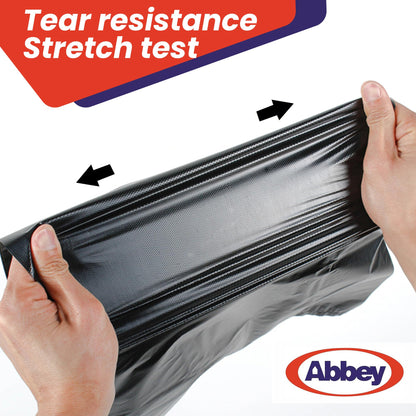 Abbey 100 Black Wheelie Bin Liners 240L Capacity – Refuse Sacks Heavy Duty Black Bin Bags for Outside and Garden Bin – Strong Garbage Bags for Rubbish On a Roll 30 Inch x 46 Inch Wide x 54 Inch Long