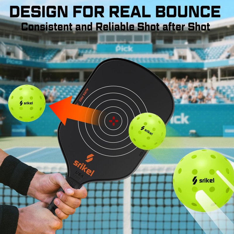Srikel Outdoor Pickleballs - USAPA Approved Pickleball Balls, Seamless Roto-Molded Design for Durability, 12 Pack Green, Crack-Resistant 40-Hole Pickle Balls for Beginner Intermediate Pro Player