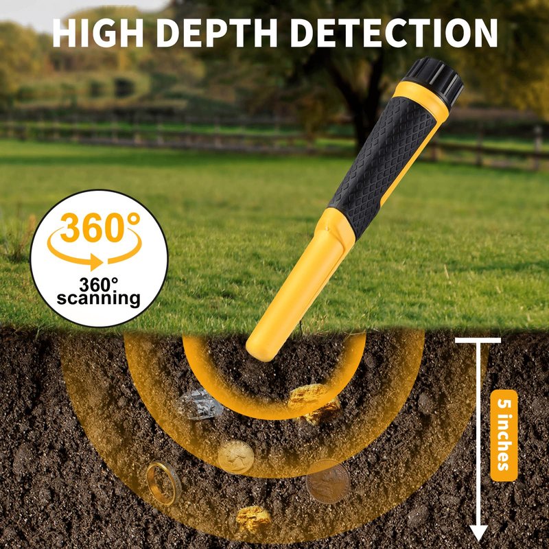 SAKOBS Handheld Pinpointer Metal Detector, Waterproof Metal Detecting Wand with 360° Side Scan, Portable Treasure Hunting Probe for Coins Gold Jewelry, Metal Detector Accessories for Beginners
