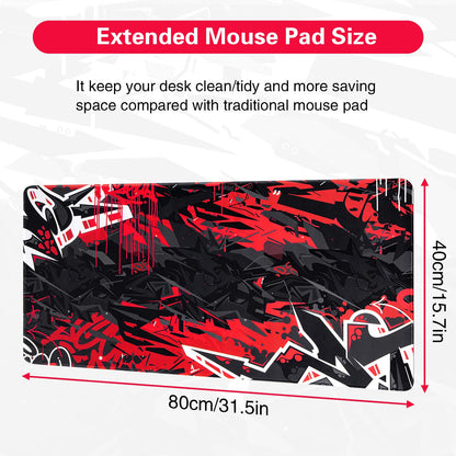 Canjoy Gaming Mouse Pad 31.5x15.8inch Extended XXL Large Mouse Pad Big Computer Keyboard Mouse Mat Desk Pad with Non-Slip & Rubber Base & Stitched Edge