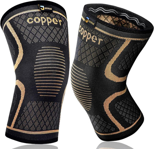 Copper Knee Braces - Compression Sleeves for Pain Relief & Support | 2-Pack, X-Large