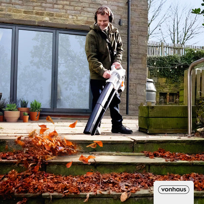 VonHaus Leaf Blower and Vacuum 3000W – Corded Leaves Collector, Clear Gardens, Patios, Gutters, Driveways & More – Lightweight, 10m Cable, Shoulder Strap, Wheels, 35L Collection Bag – 3 Year Warranty