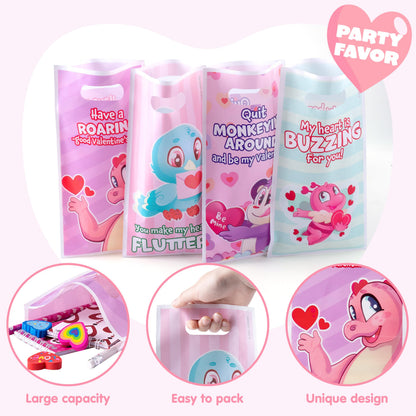 JOYIN 24packs Valentines Day Stationery Gifts, 96pcs Party Favor with Pencil, Erasers, Notebook & Bags for Kids School Classroom Exchange Supplies