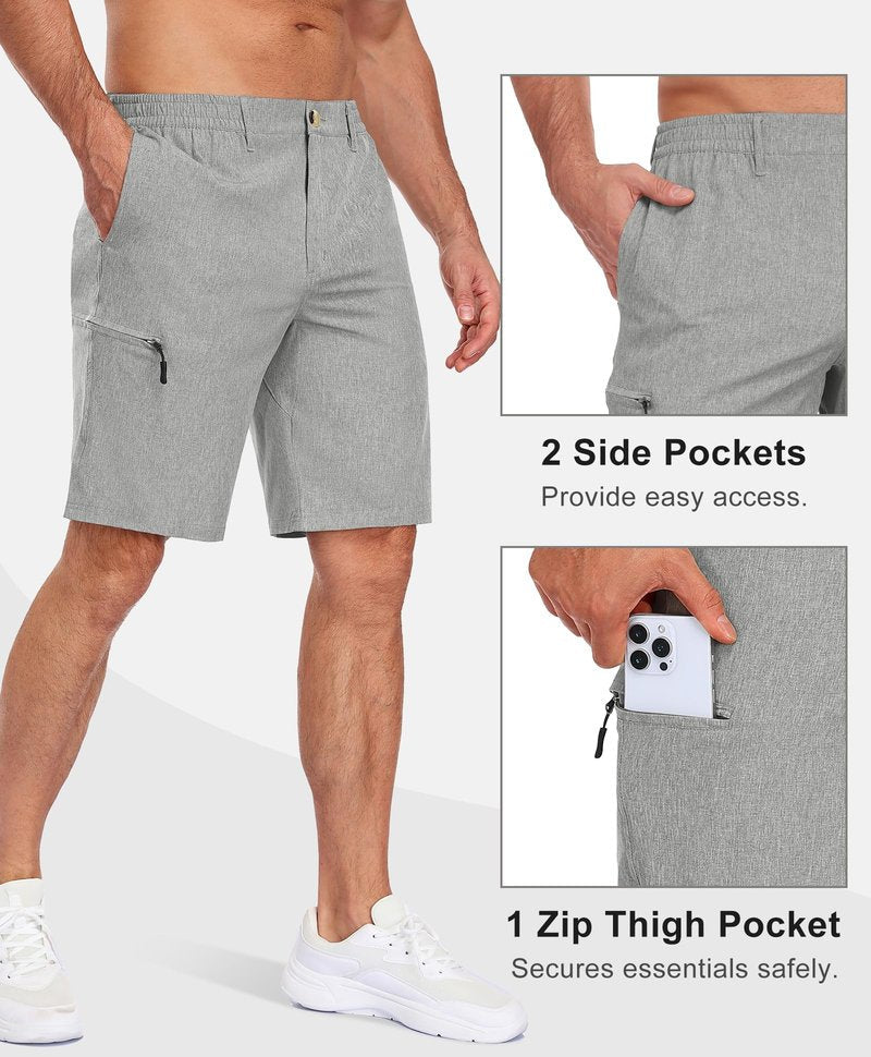 Little Donkey Andy Men's Golf Shorts Quick Dry Lightweight Breathable Casual Short with Elastic Waist 3 Pockets for Hiking 10"/11" (Dove M)