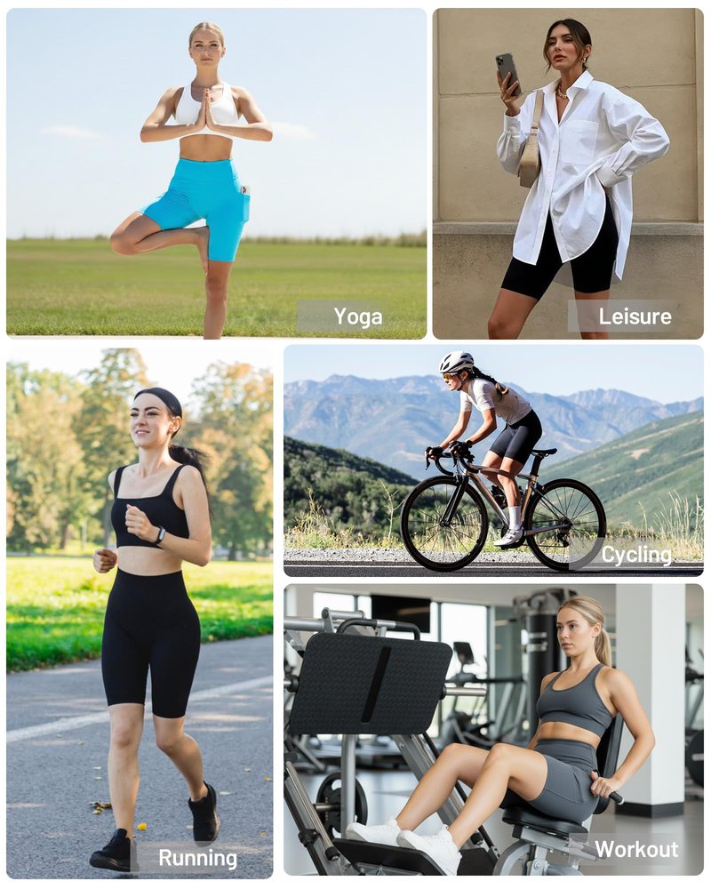 Moozava 8 Inch Workout Shorts Women High Waisted Tummy Control Athletic Compression Biker Shorts Women with Pockets Gym Yoga Running Volleyball Black 2XL