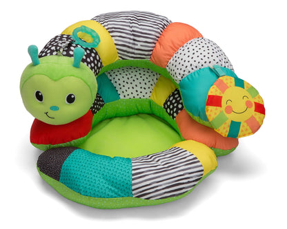 Infantino Prop-A-Pillar Tummy Time & Seated Support, Baby Floor Seat for Tummy Time & Early Sitting, Soft, Supportive, Engaging Toys, Caterpillar