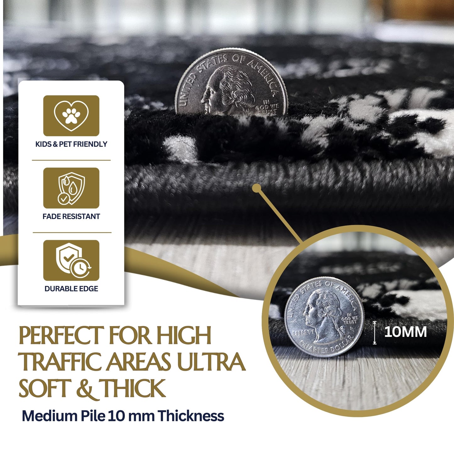 CoziRita 5x7 Modern Abstract Area Rug for Living Room, Soft Medium Pile Carpet, Non-Shedding Easy Care, High Traffic Floor Rug, Family Friendly, Pet Friendly, Designed for Real Homes - Gray Swirl