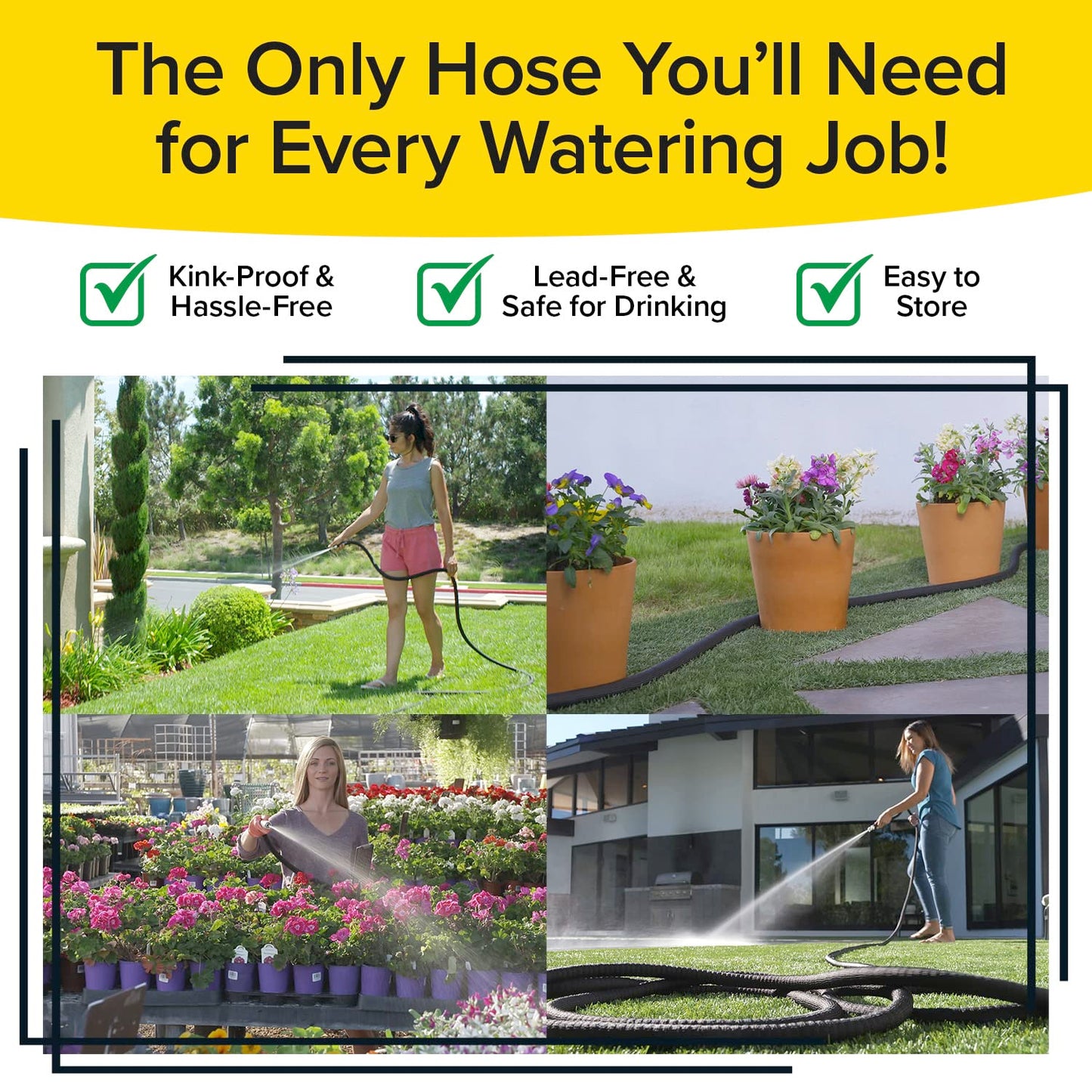 Pocket Hose Silver Bullet 100 ft Turbo Shot Nozzle Multiple Spray Patterns Expandable Garden Hose 3/4 in Solid Aluminum Fittings Lightweight and No-Kink