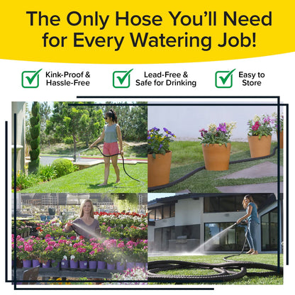 Pocket Hose Silver Bullet 100 ft Turbo Shot Nozzle Multiple Spray Patterns Expandable Garden Hose 3/4 in Solid Aluminum Fittings Lightweight and No-Kink