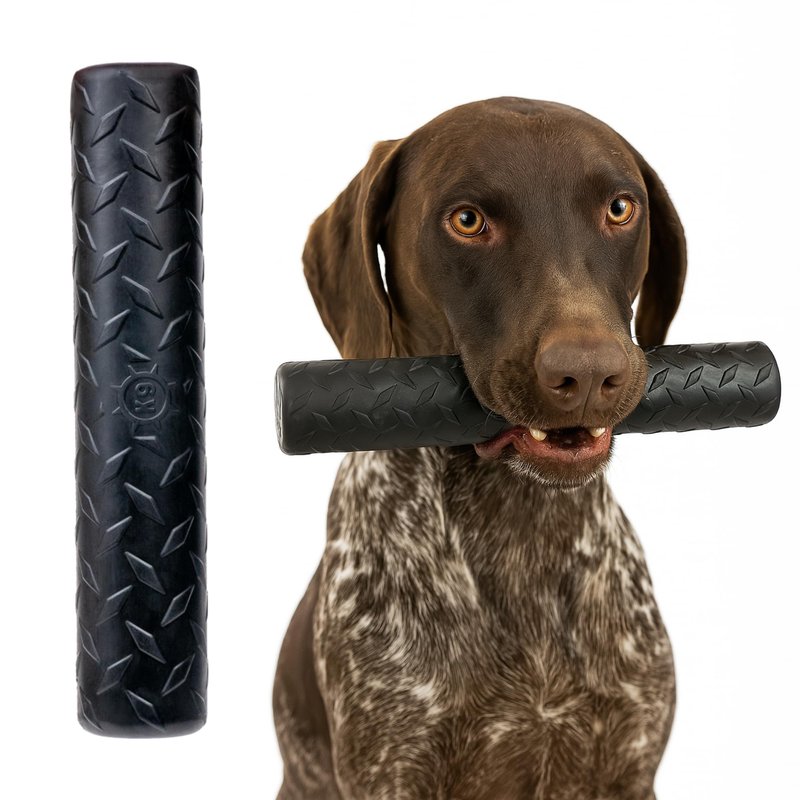 Monster K9 Chew Stick | Virtually Indestructible. Lifetime Guaranteed. | USA Made | VULCRON™ Natural Rubber | Durable, Heavy Duty Tug & Fetch Dog Toy for Aggressive Chewers | Med/Large Breeds, 9x1.75”