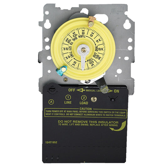 Intermatic T101M 24-Hour Mechanical Timer (Mechanism Only) - 120V SPST, Heavy-Duty, Manual Override, 40 Amp - Ideal for Lights, Pumps, Fans, and HVAC Systems