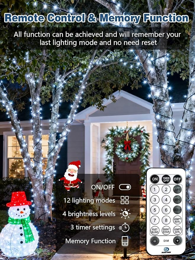 Voice Controlled Christmas Lights with Remote, 264 FT 800 LED String Lights Indoor Outdoor with 12 Modes 3 Timers, Dimmable Twinkle Light Plug in Waterproof for Xmas Tree Party Decor, Cool White
