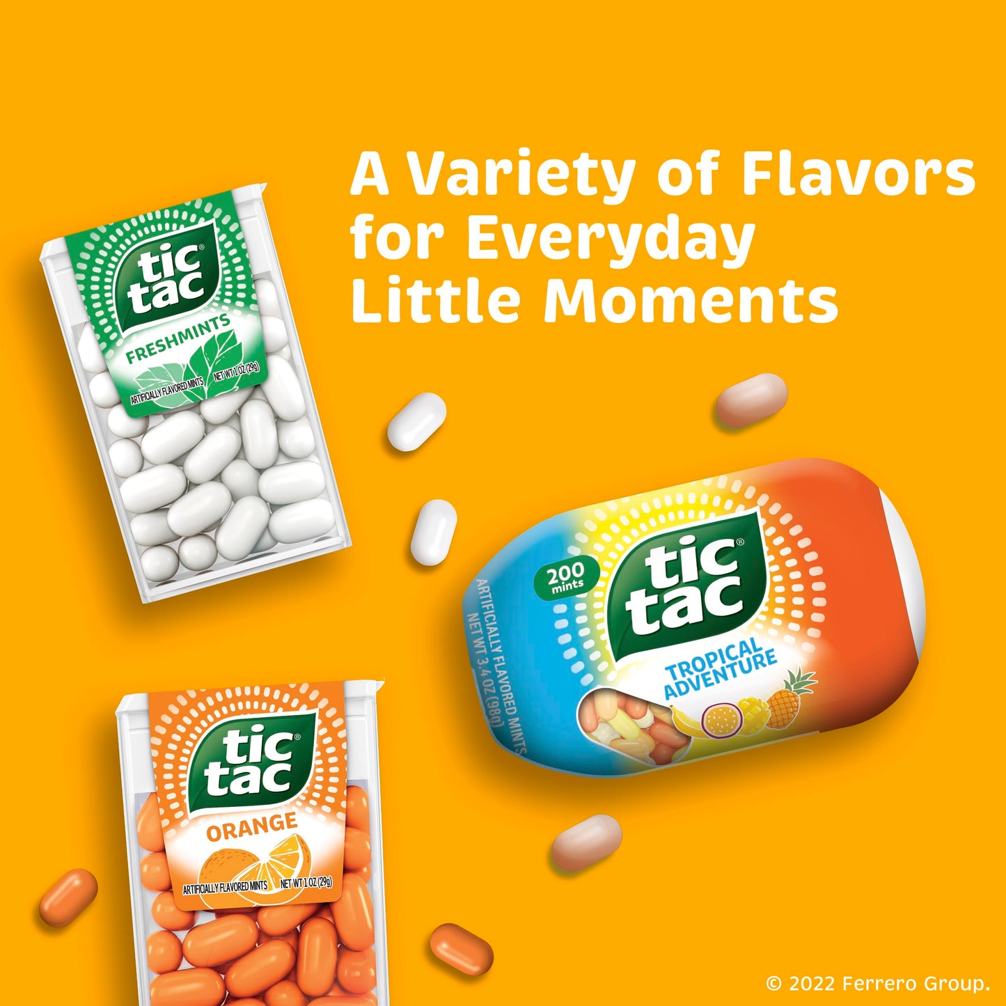 Tic Tac Fruit Adventure Mints, 4 Bottle Packs, On-The-Go Refreshment, 3.4 oz Each