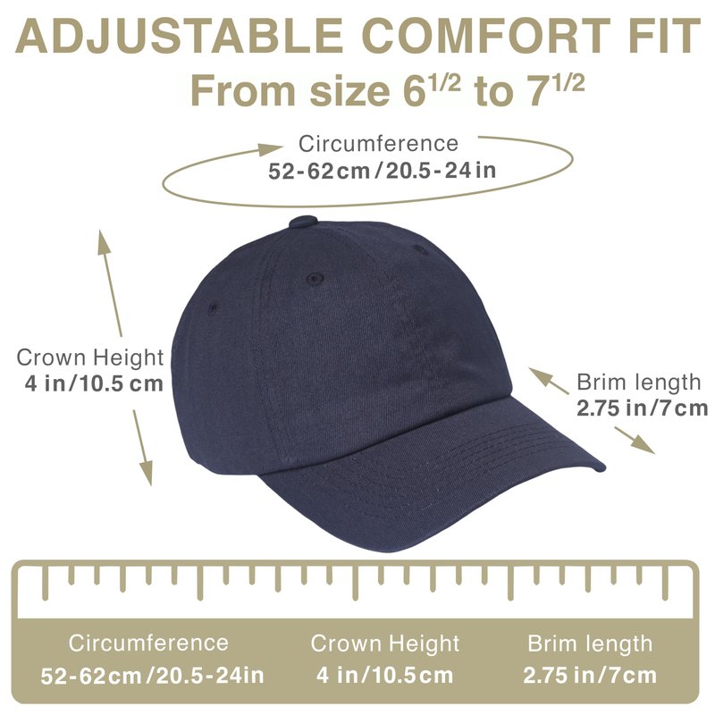 E BY ELIDAN Classic Dad Hat – 100% Cotton, Adjustable Metal Buckle Strap, Low-Profile Fit, Breathable and Packable Baseball Cap Unisex, Navy