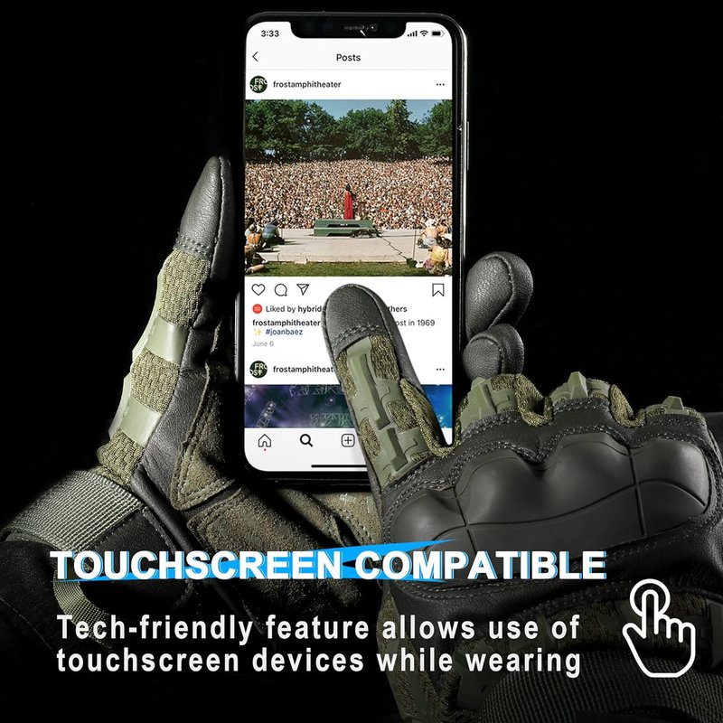 Tactical Gloves for Men - WTACTFUL Rubber Guard Touchscreen | Airsoft, Motorcycle, Hunting