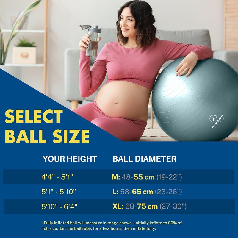 ProBody Pilates Pregnancy Ball - Yoga Ball for Prenatal & Postnatal Exercise | Includes Guide Book