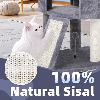 HUITREE 45in Cat Tree Tower with Big Condo for Indoor Kitten,Cat Tower with Scratching Post,Scratching Board and Cat Toys,Multi-Level,Small Space,Transformer Cat Tree, Grey(New)