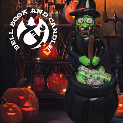 48" Inch Summerween Inflatable Witches Cauldron Outdoor Halloween Candy Holder Bowl - Up to 72 Drink Beverage Cooler and Ice Chest Halloween Party - Inflables De Enfriador Candy Caldron