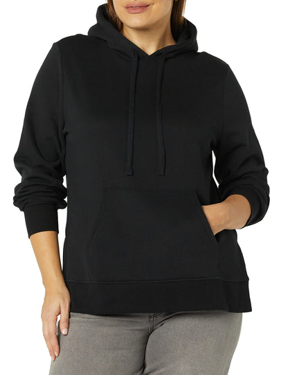Amazon Essentials Women's Fleece Hooded Tunic Sweatshirt, Black, Medium