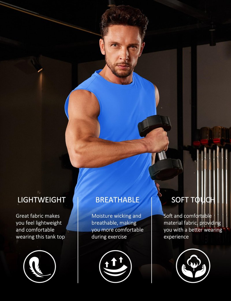 MAGCOMSEN Tank Tops Men Summer Sleeveless Tee Shirts s Workout Gym Muscle Shirt Breathable Soft Lightweight Shirt