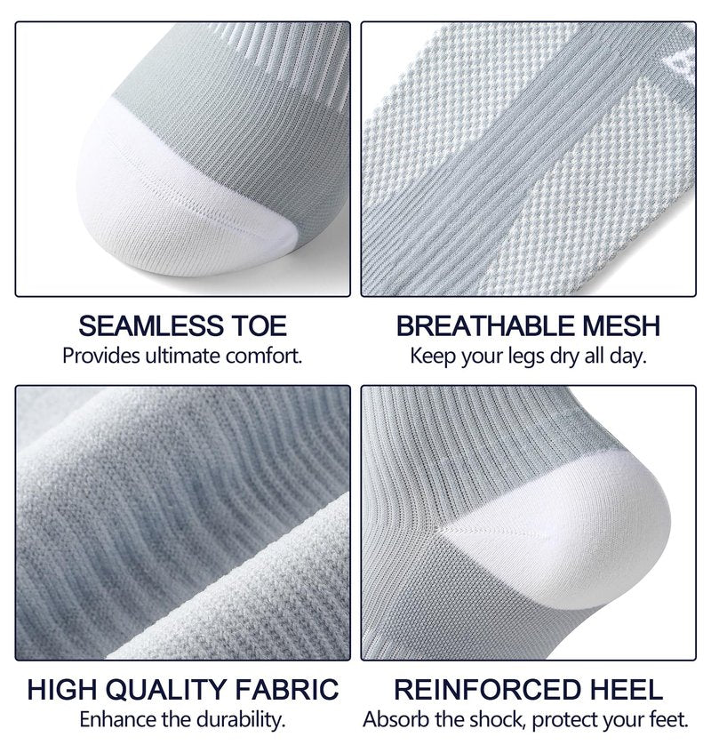 Bevigorio 3pairs Compression Socks for Women Men 15-20mmHg Circulation Cushion Knee High Support Socks Athletic Daily 3pairmix S/M