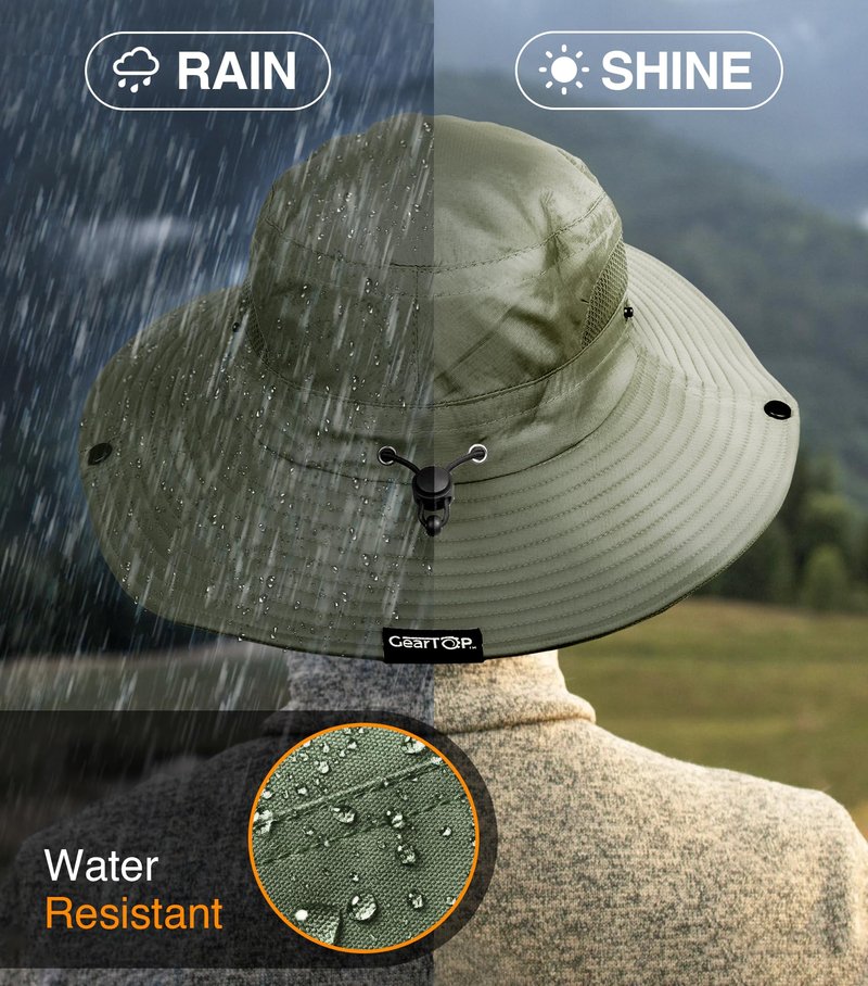 GearTOP Safari Hat for Men Sun Hats for Women UV Protection UPF 50+ Fishing, Gardening, Hiking Hat (22-23 1/2") Army Green