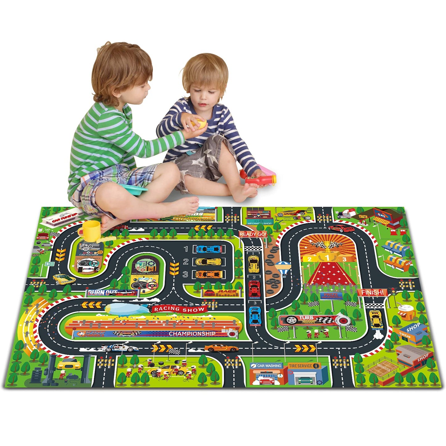 Oriate Kids Toy Car Play Mat Racetrack Activity Playmat, Kids City Road Mat Toy Cars Play Rug for Children Pretend Game, Play Carpet Floor Mats for Race Collection Toys Accessories 47" X 31"