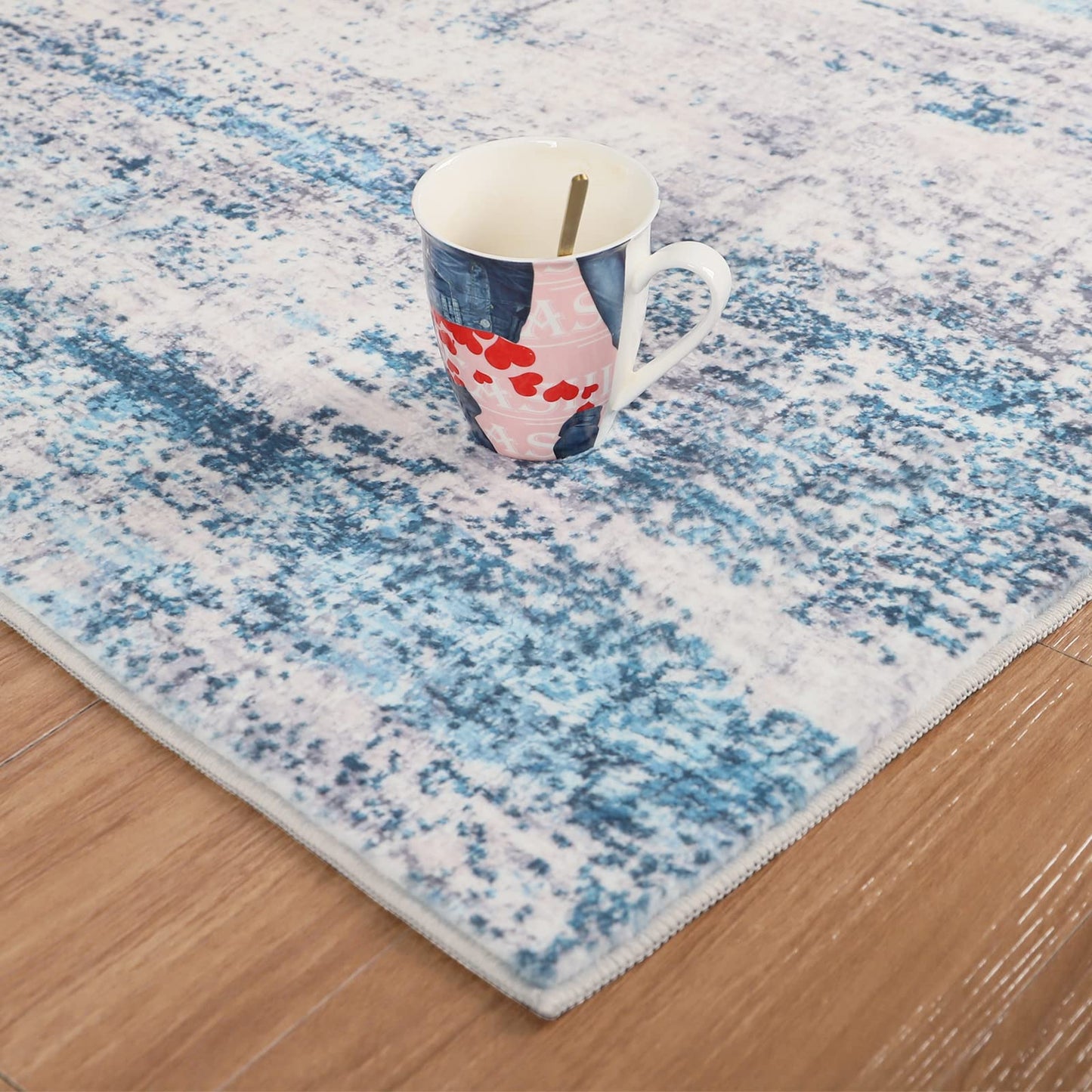 Dripex Faux Rabbit Fur Small Area Rug, 2x3 Washable Coastal Blue Fluffy Rugs,Stain Resistant Indoor Door Mat for Home Entrance, Non-Slip Fluffy Throw Rugs for Living Room Bedroom Kids Room