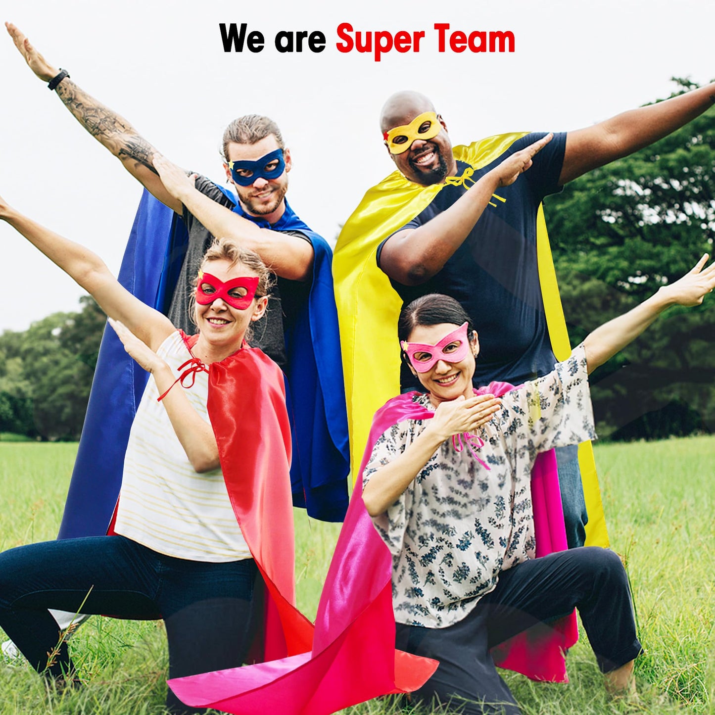 D.Q.Z Superhero-Capes and Masks for Adults Bulk Women Men Halloween Super-Hero Costume Spirit Party,14 Pack (Blue)