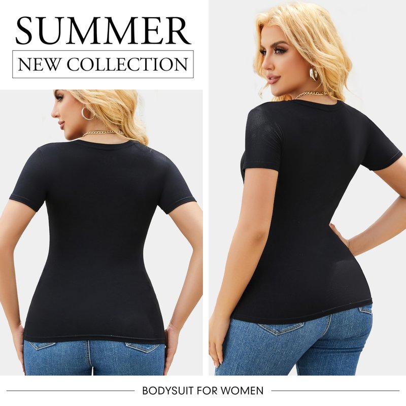 Vomidia 5 Pack Womens T Shirts Short Sleeve Basic Tees V Neck Fashion Tops Slim Fit Casual Summer Outfits Clothes 2026