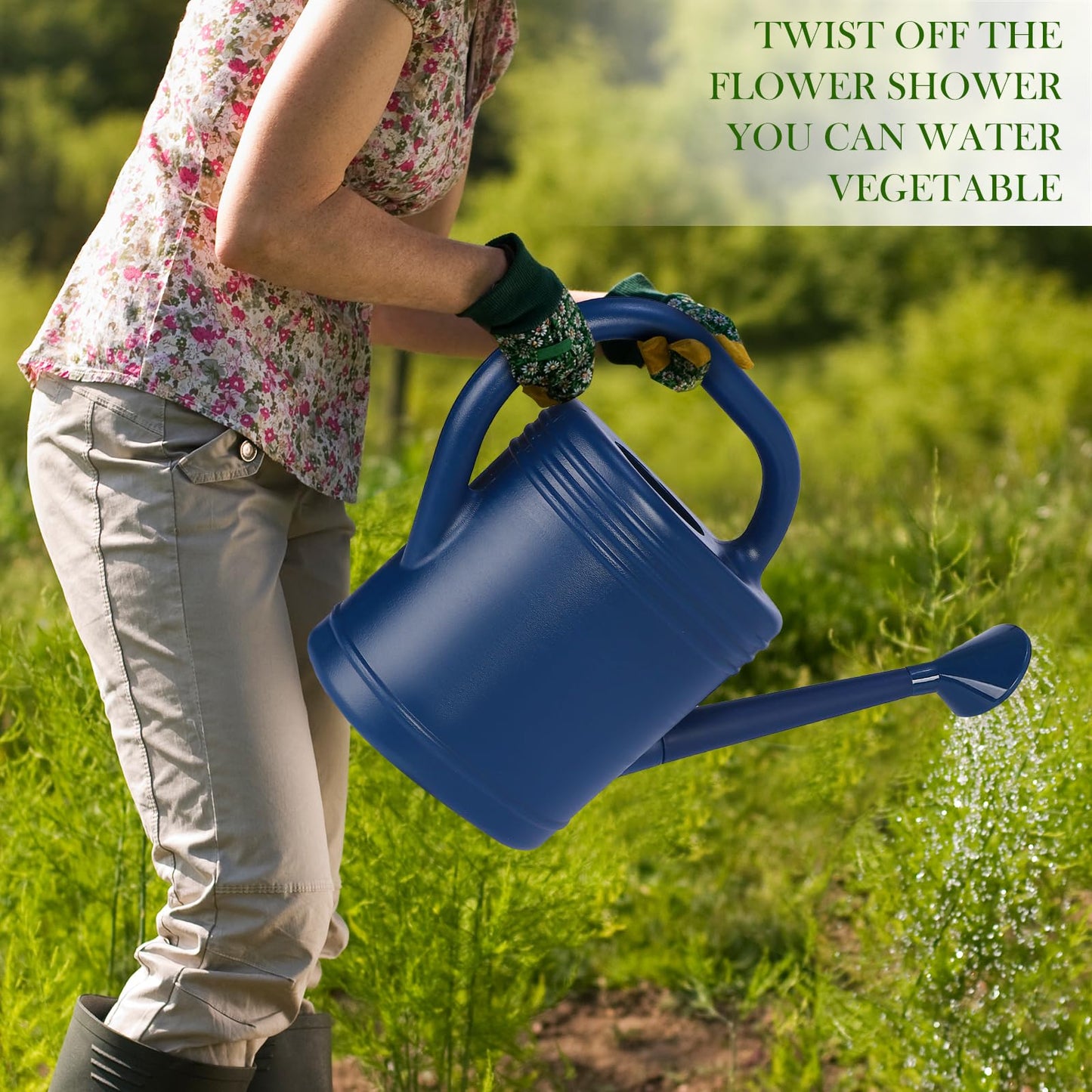 2 Gallon Watering Can for Indoor Plants, Garden Watering Cans for Outdoor Plant House Flower, Modern Plant Watering Can Large Long Spout with Sprinkler Head