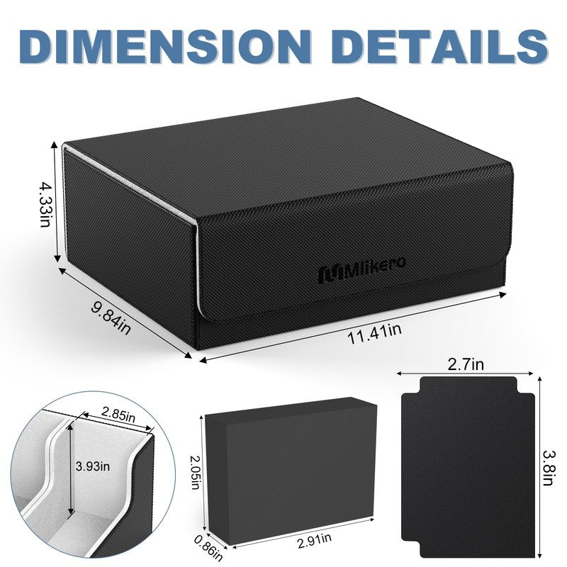 Mlikero Trading Card Storage Box, Bulk Card Storage for 1800+ Sleeved Cards, PU Leather Magnetic Closure Card Organizer with 10 Dividers & 3 Foam Stoppers, Fit for MTG, TCG and Sports Cards