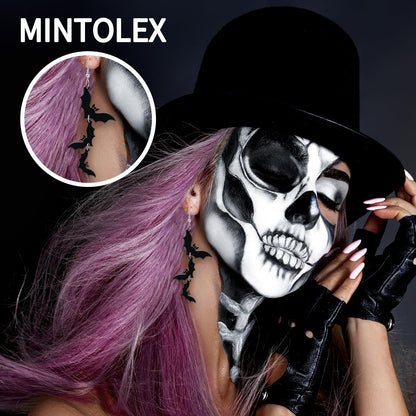 Mintolex Acrylic Halloween Earrings Black Skull Bat Drop Dangle Earrings for Women Fun Cute Spooky Halloween Holiday Costume Jewelry, Bat