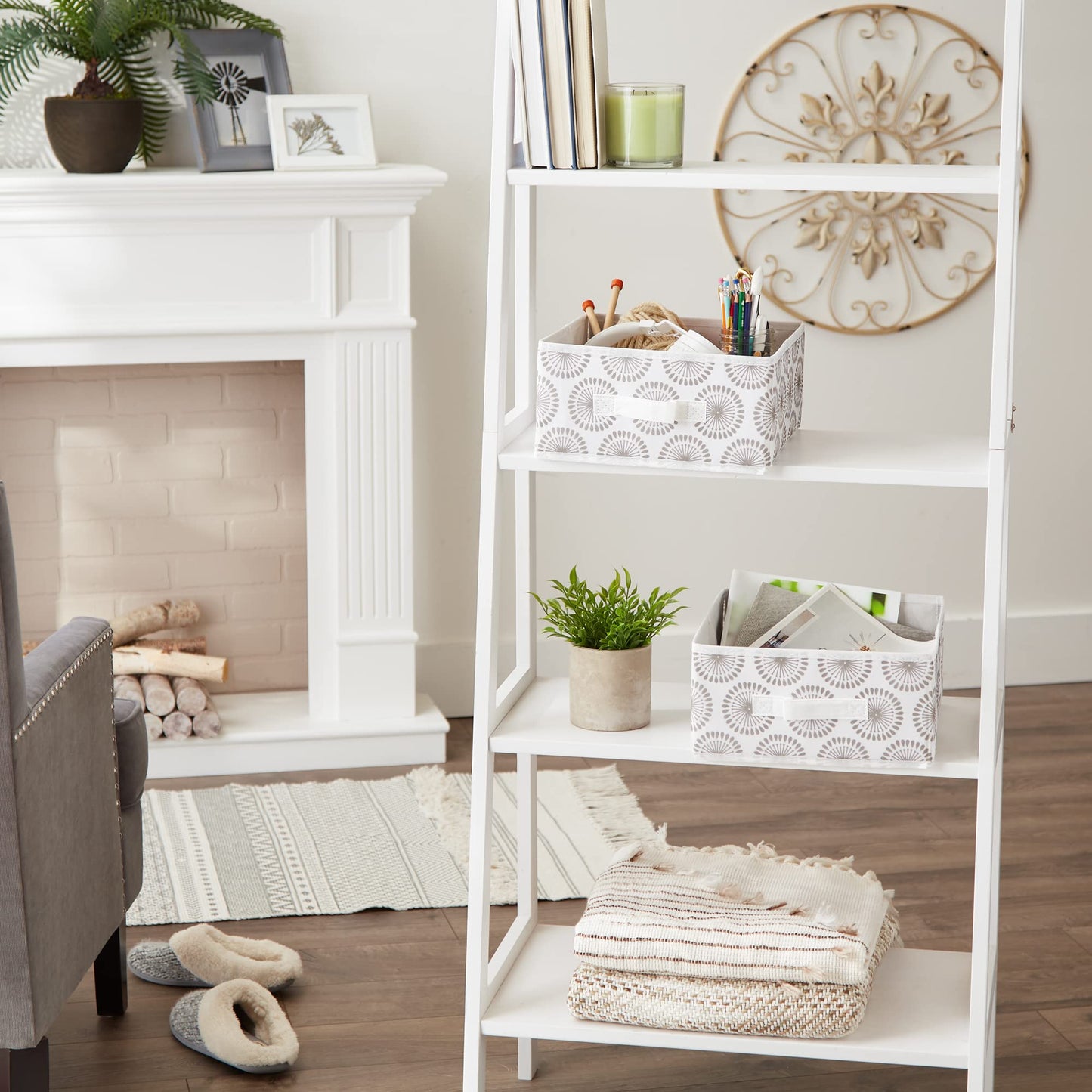 DII Non Woven Polyester Storage Bin, 11x11x5.5-inch, Starburst Gray, 2 Piece