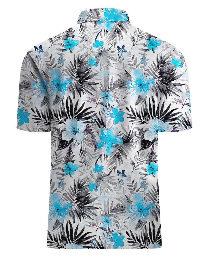 Hodaweisolp Golf Shirts for Men Dry Fit Print Moisture Wicking Performance Short Sleeve Polo Shirt Flower Leaf-XL