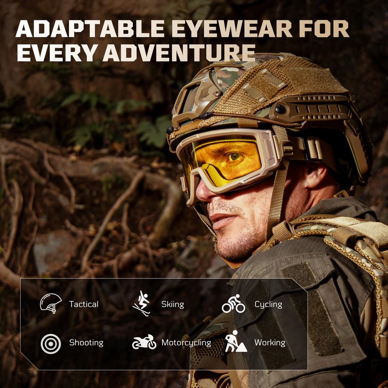 1TG Tactical Airsoft Goggles Anti Fog - Tactical Safety Glasses with 3 Impact-Resistant Lenses for Shooting, Skiing & Riding