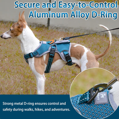 BELPRO Multi-Use Support Dog Harness, Escape Proof No Pull Reflective Adjustable Vest with Durable Handle, Dog Walking Harness for Big/Active Dogs (Blue, L)