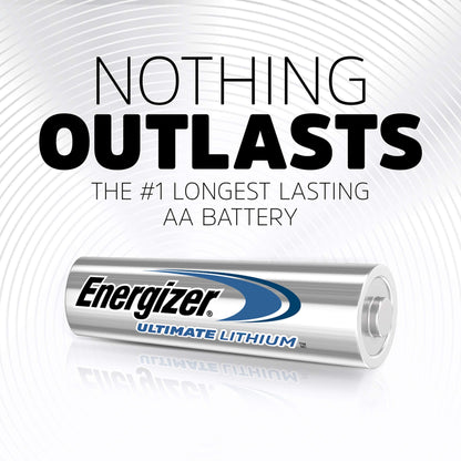 Energizer Ultimate Lithium AA Batteries, World's Longest Lasting Battery for High-Tech Devices (4 Each), Black (EVEL91BP4)