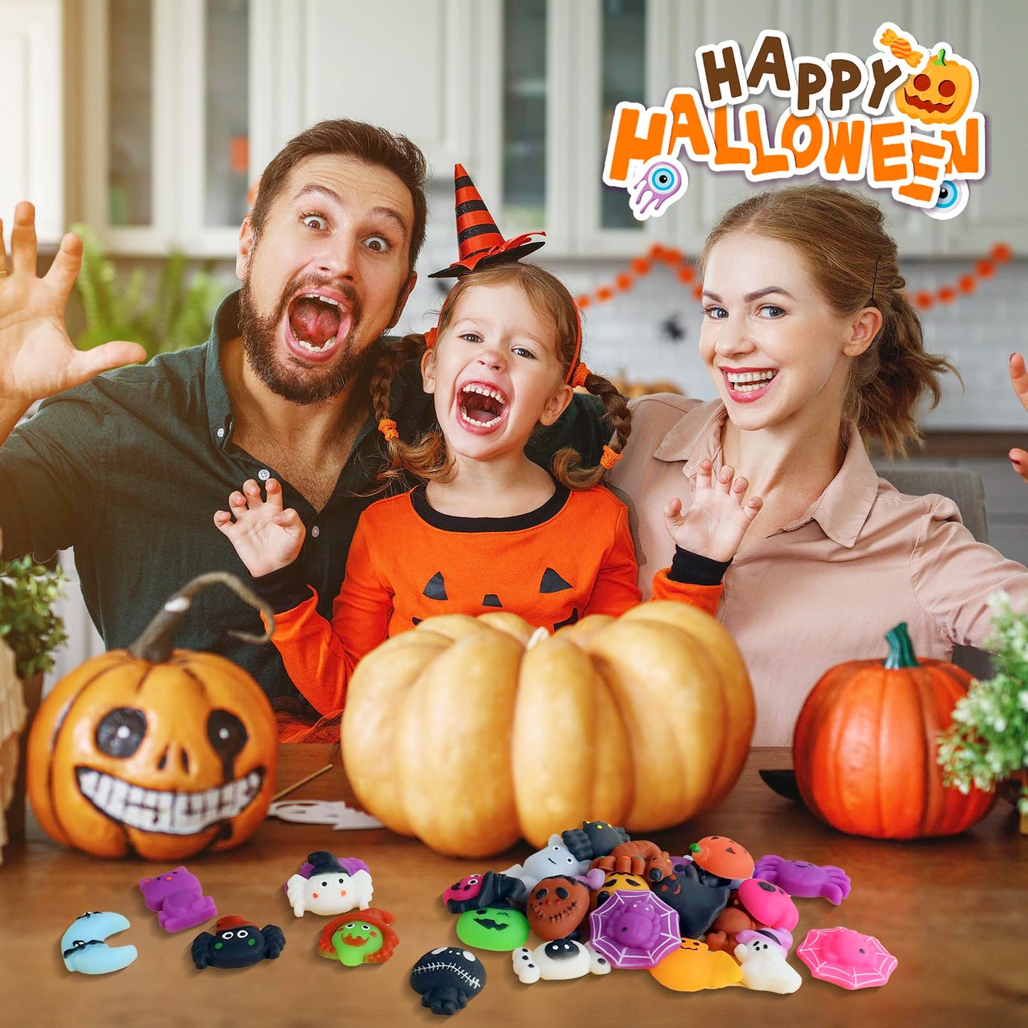 JDSTY 24Pcs Halloween Mochi Squishy Toys Stress Relief Squishies for Kids Girls Boys Halloween Party Favors Halloween Treat Bags Gifts