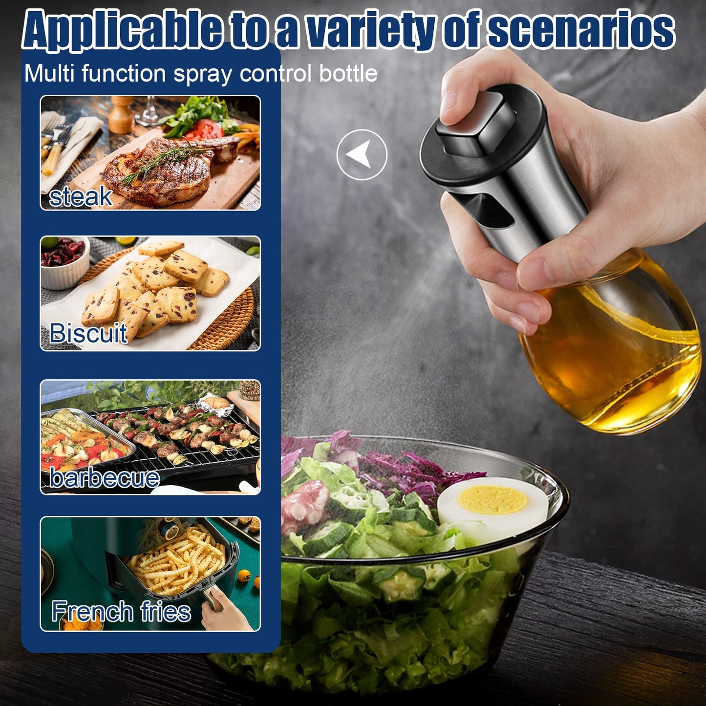 Oil Sprayer for Cooking,Olive Oil Fine Mist Sprayer - 200ML Mister Bottle for Cooking, Baking, and Air Fryer - Avocado and Canola Oil Dispenser - Kitchen Gadget Essentials