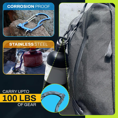 Firebiner 6-in-1 Fire-Starting Carabiner EDC Emergency Multitool -Keychain,Utility Blade,Bottle Opener,& More-Camo Gray