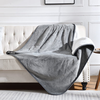 Yaning Waterproof Blanket for Bed Couch Sofa, Soft Liquid Pee Proof Pet Blanket for Dog Puppy Cat, Reversible Sherpa Fleece Blanket for Furniture Protector (Grey, 127x152cm)