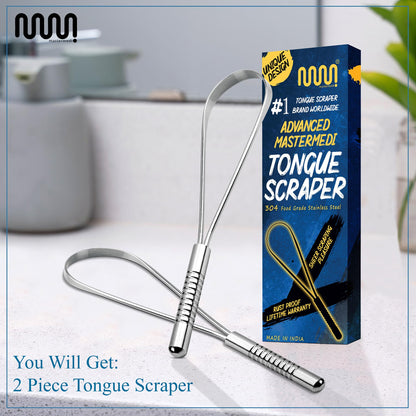 MasterMedi Tongue Scraper with Case Easy to Use Tongue Scraper for Adults, Tongue Cleaner for Oral Care & Hygiene (Single Pack (with Travel Case))