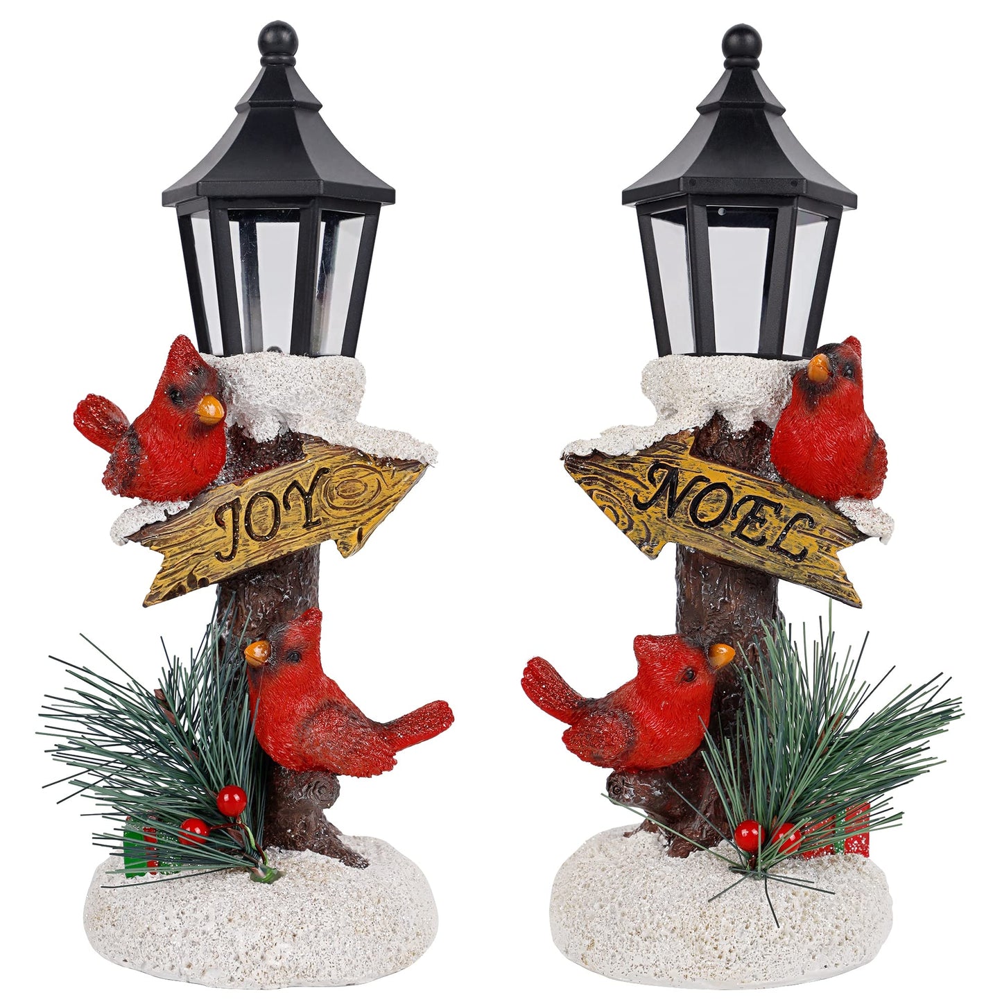Glintoper 2 Pack Christmas Lighted Table Decorations, Tabletop Figurine, Battery Operated (Red Cardinal)