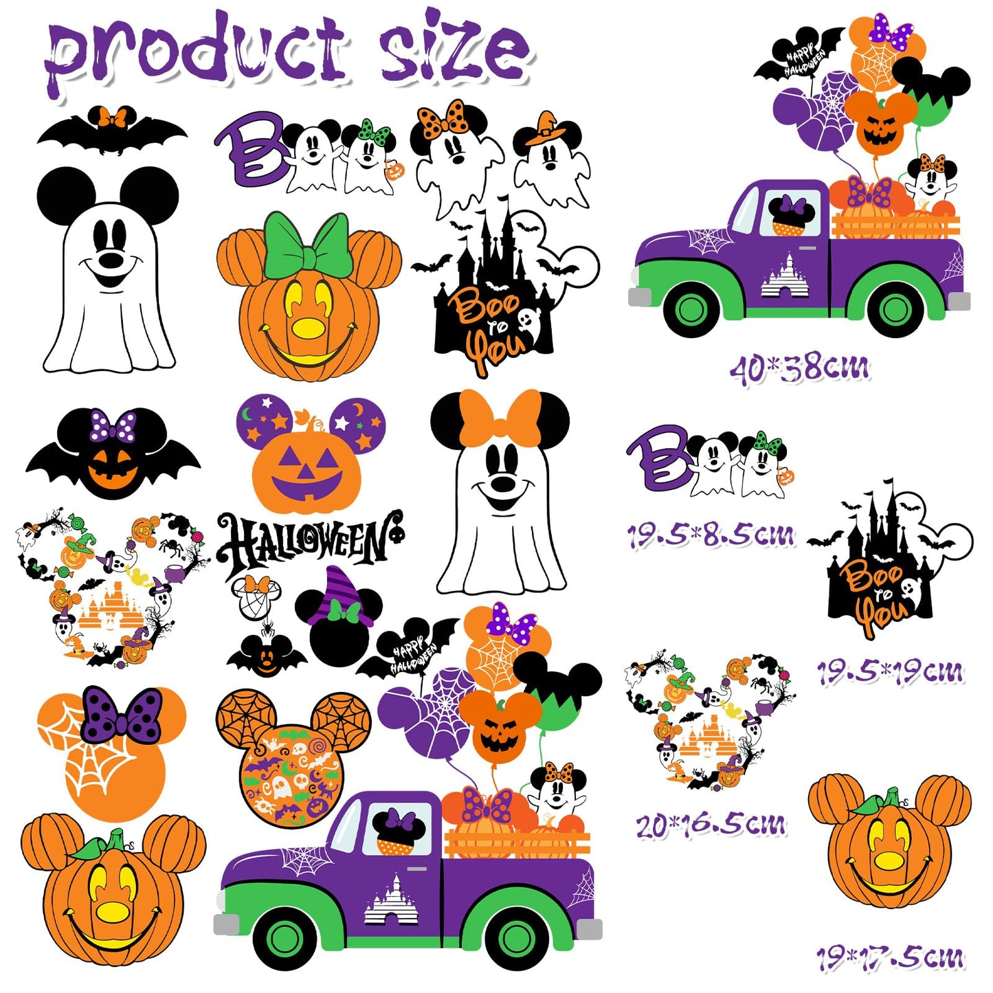 Mouse Themed Halloween Window Decals - 9 Sheets of Removable Pumpkin & Ghost Stickers for Glass Windows