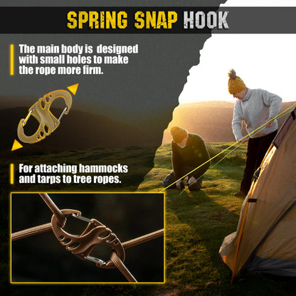 Carabiner Clip - Double Spring snap Hook- 5 Pack S-Biners - Locking Key Ring - Coyote Mini Carabiners