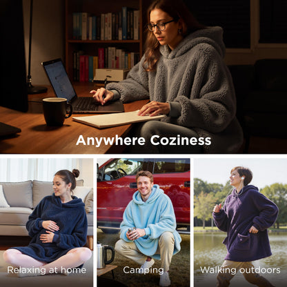 Bedsure Wearable Blanket Hoodies, Christmas Gifts for Women, Wife, Girlfriend, Warm Cozy Birthday Gifts for Her, Wife, Soft Fluffy Sweatshirt, Oversized Hooded Blankets With Sleeves, Grey